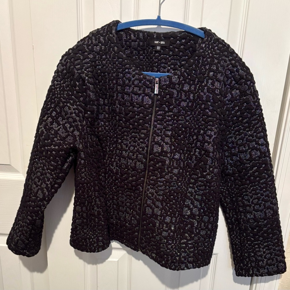 Saint + Sofia Black Textured Florence Jacket